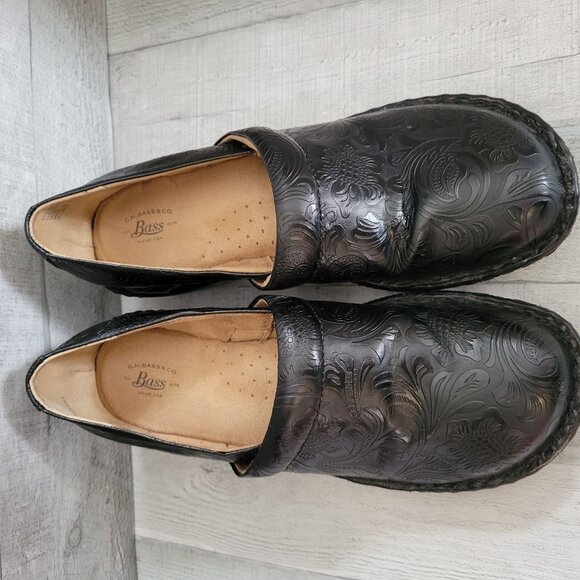 G.H. Bass & Co. Womens 9M Black Embossed Paisley Sheena Slip-On Loafers - Picture 3 of 6